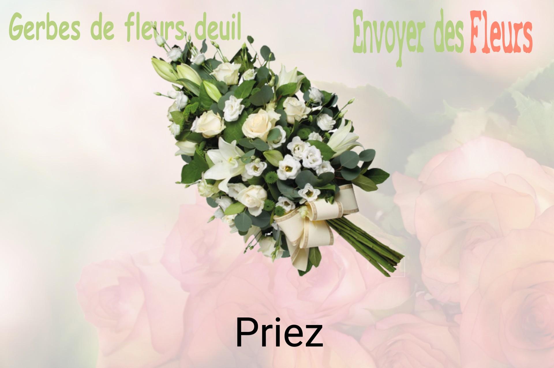 Gerbe de fleurs de deuil livrée à Priez